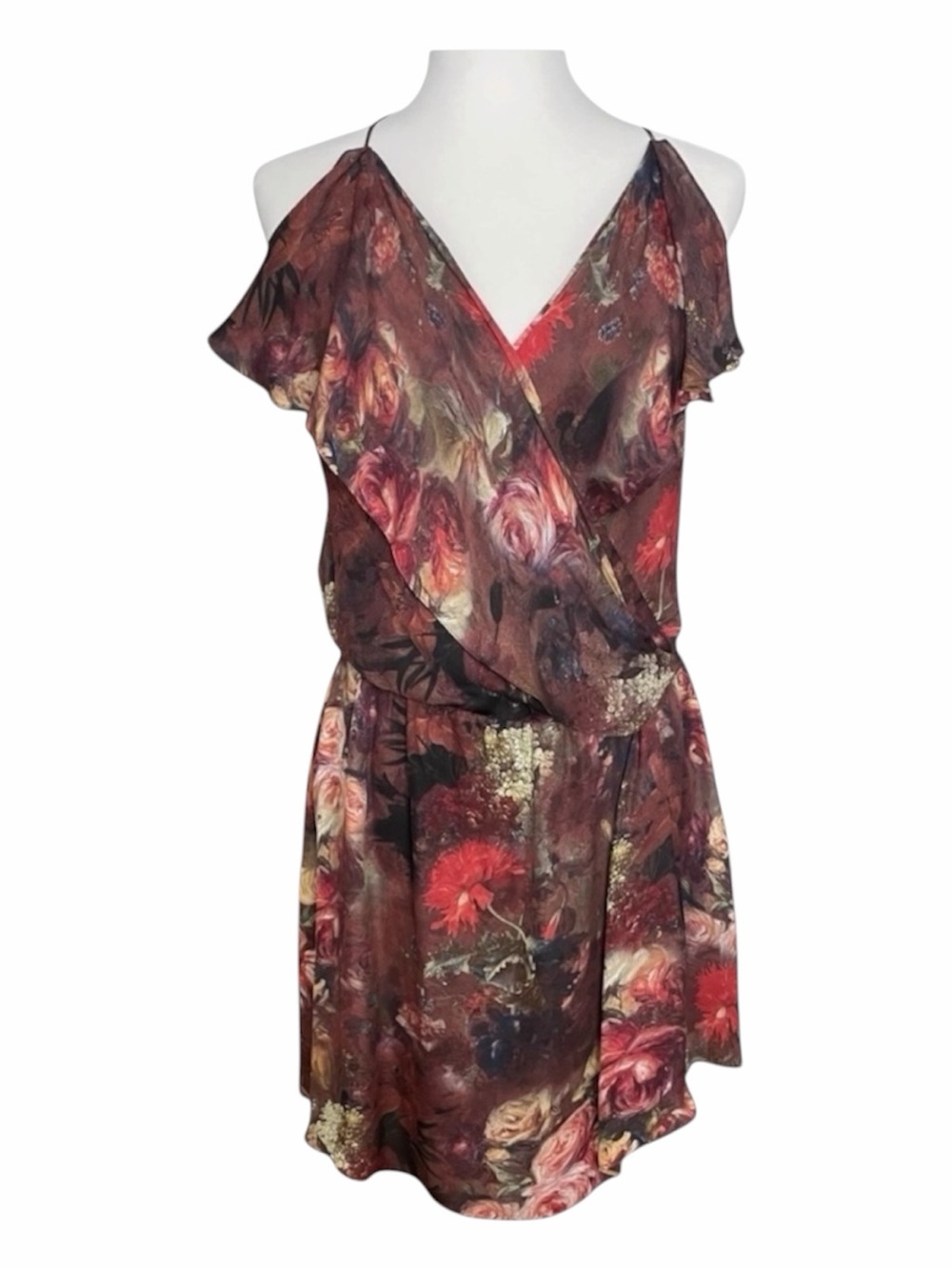 Haute Hippie NWT Silk Floral Faux Wrap Halter Dress Tag M Fits S